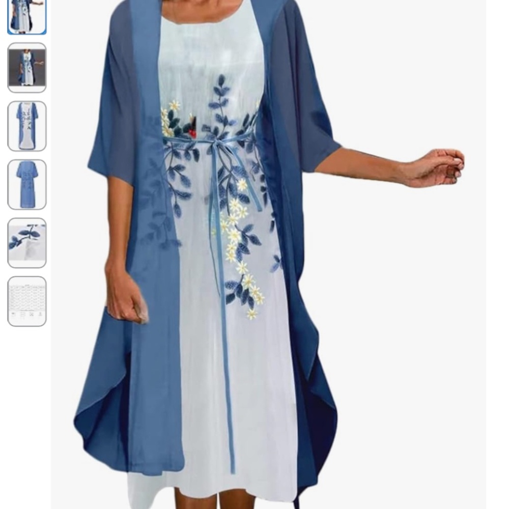 Mother of the groom dress blue flowy chiffon
